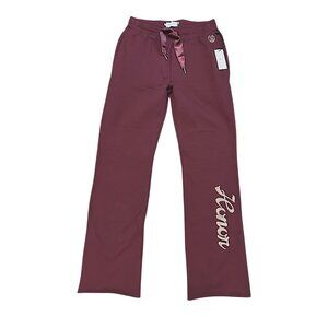 Honor The Gift Burgundy Fleece Lounge Sweatpant Satin Drawstring Pockets Logo XL